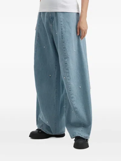 Kimhēkim Pearl-embellished Jeans In Blue