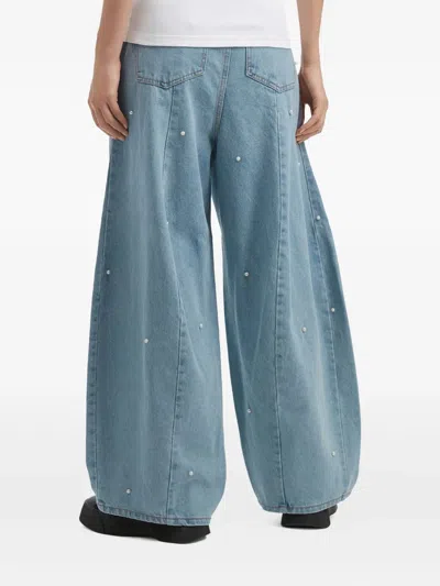 Kimhēkim Pearl-embellished Jeans In Blue