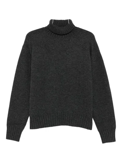 Taiga Takahashi Roll-neck Knitted Sweater In Black