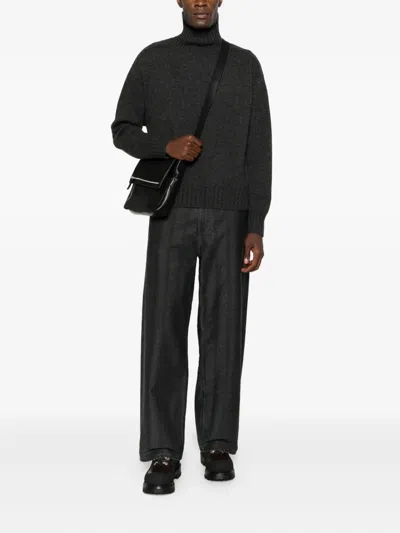 Taiga Takahashi Roll-neck Knitted Sweater In Black