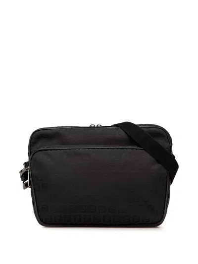 Pre-owned Fendi 2000-2010 Zucchino Canvas Crossbody Bag In Black