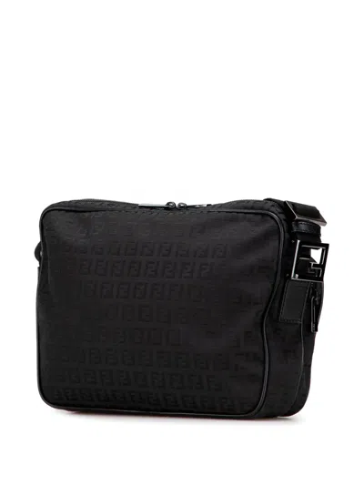 Pre-owned Fendi 2000-2010 Zucchino Canvas Crossbody Bag In Black