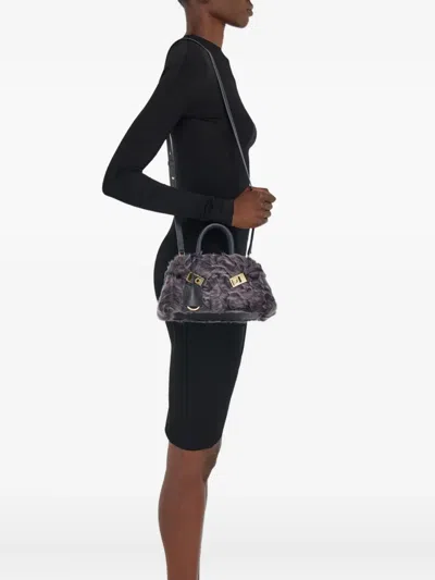 Ferragamo Mini Hug Shearling-front Cross Body Bag In Neutral