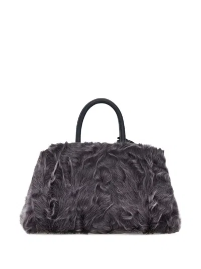 Ferragamo Mini Hug Shearling-front Cross Body Bag In Neutral