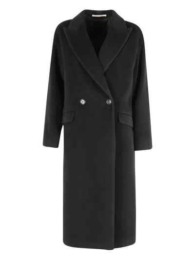 Tagliatore Black Wool Double-breasted Oversized Linden Coat In Multi