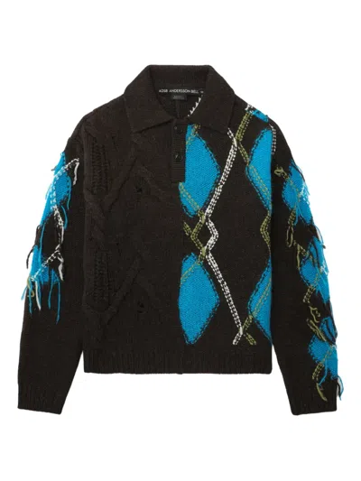 菱形纹绞花针织毛衣