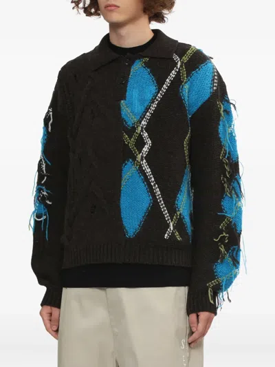 菱形纹绞花针织毛衣