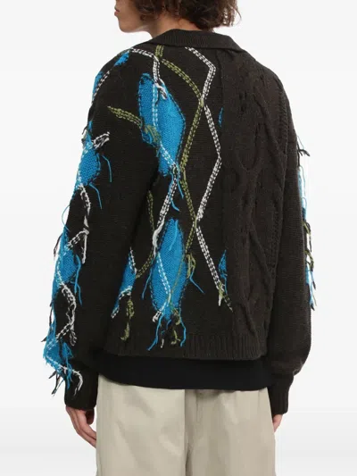 菱形纹绞花针织毛衣