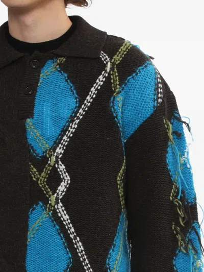 菱形纹绞花针织毛衣