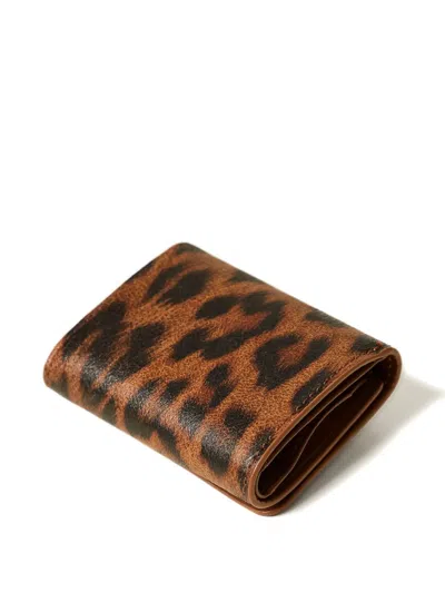 Twinset Leopard-print Wallet In Brown