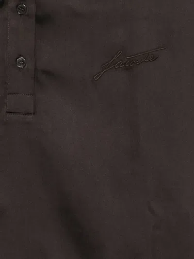 Lacoste Embroidered-logo Polo Top In Brown