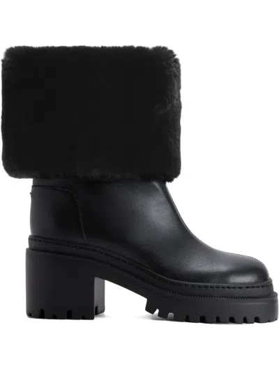 Giuseppe Zanotti Leather Ankle Boots With Shearling Cuff In Black