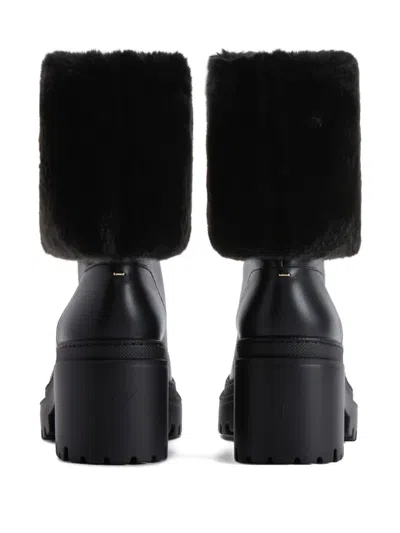 Giuseppe Zanotti Leather Ankle Boots With Shearling Cuff In Black