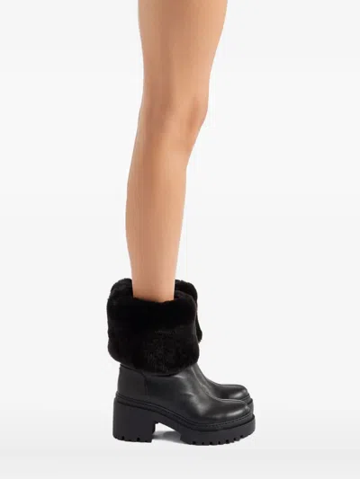 Giuseppe Zanotti Leather Ankle Boots With Shearling Cuff In Black