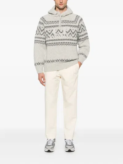 C.p. Company C.p.company Patterned Knitted Hoodie In Gray