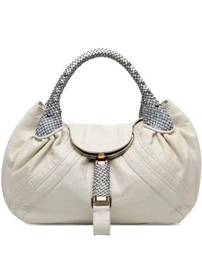 Pre-owned Fendi 2000-2010 Leather Spy Handbag In White