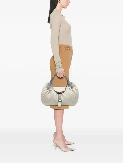 Pre-owned Fendi 2000-2010 Leather Spy Handbag In White