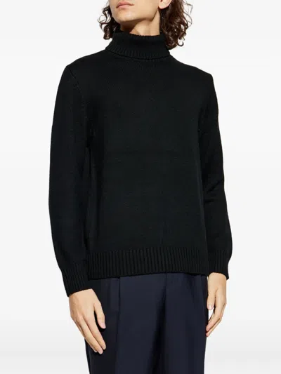 Add Roll-neck Merino Sweater In Black