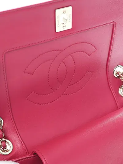 Pre-owned Chanel 2017-2018 Mini Quilted Chevron Sheepskin Mademoiselle Vintage Flap Crossbody Bag In Red