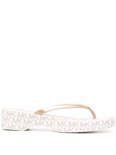 Michael Kors Lilo Monogram-print Flip-flops In Pink