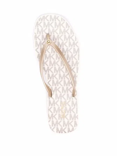 Michael Kors Lilo Monogram-print Flip-flops In Pink