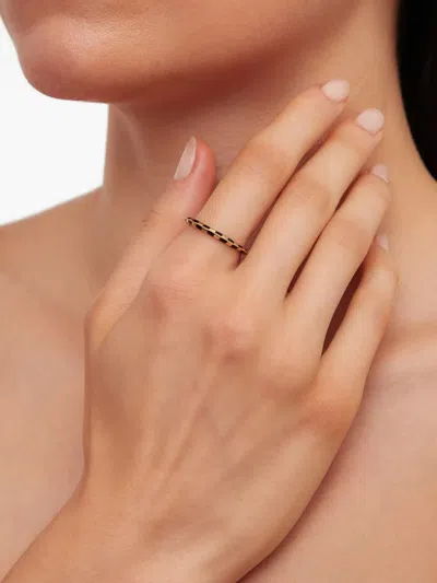 Yvonne Léon 9k Yellow Gold Check-pattern Ring In Gold