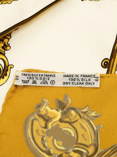 Pre-owned Hermes 1986-1998 Keys Les Cles Silk Scarf Scarves In White