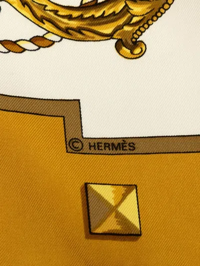 Pre-owned Hermes 1986-1998 Keys Les Cles Silk Scarf Scarves In White