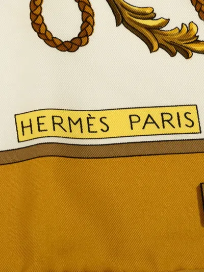 Pre-owned Hermes 1986-1998 Keys Les Cles Silk Scarf Scarves In White