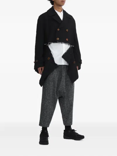 Black Comme Des Garçons Elasticated Wool Trousers In Gray