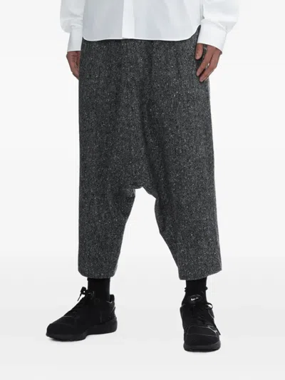 Black Comme Des Garçons Elasticated Wool Trousers In Gray