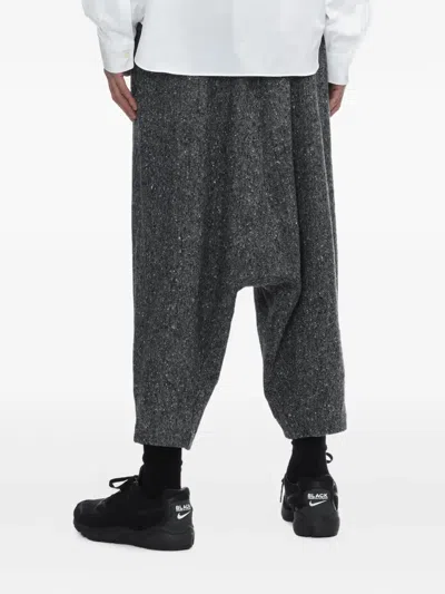 Black Comme Des Garçons Elasticated Wool Trousers In Gray