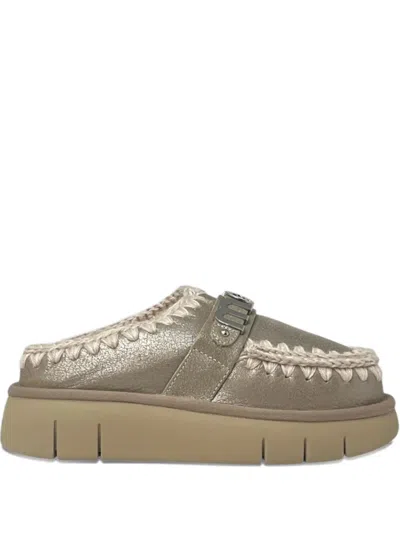 Mou Bounce Clog In Laminated Sheepskin Stone Color In Multi