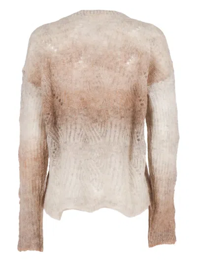 Kangra Cashmere Crew Neck Sweater With A Shadered Effect In Neutral