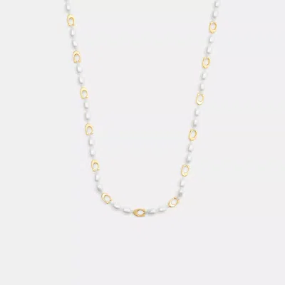 Coach Signature Beads And Pearls Necklace In White