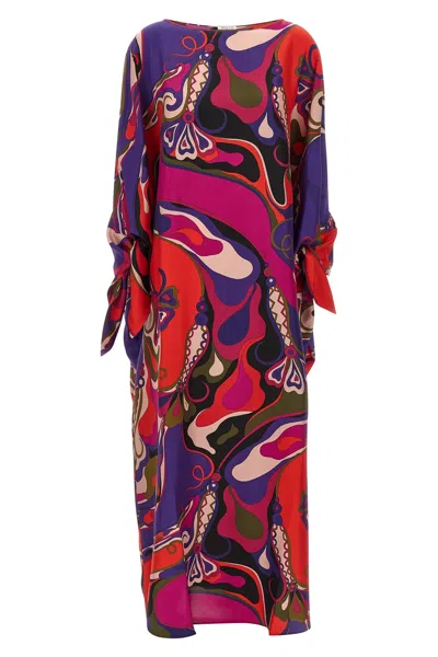 Pucci Orchidee Print Long Silk Kaftan In Multi