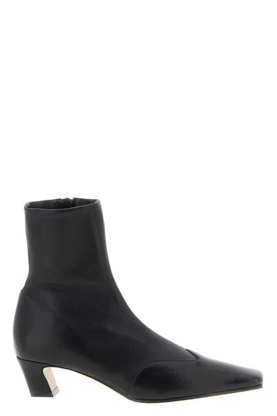 Khaite Nevada Stretch Leather Ankle Booties In Black