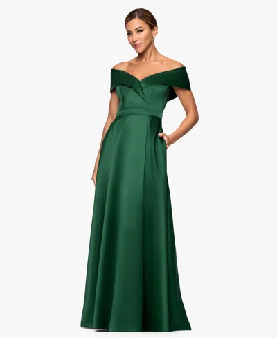 Xscape Women's Sweetheart Neck Maxi Dress In Green