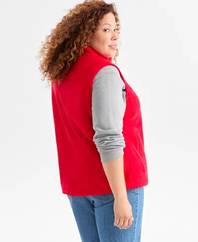 Style & Co Plus Size Solid Polar Fleece Vest, Exclusively At Macy's In Red