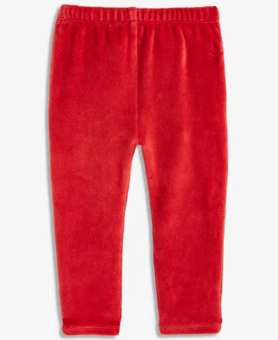First Impressions Baby Girls Velour Ruffle-back Leggings, Macy's Exclusive In Red