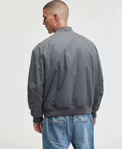 Mode Of One Men's Relaxed-fit Twill Bomber Jacket, Macy's Exclusive In Gray
