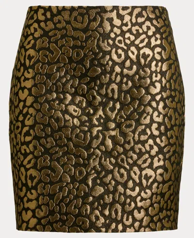 Ralph Lauren Women's Metallic Pencil Mini Skirt In Animal Print