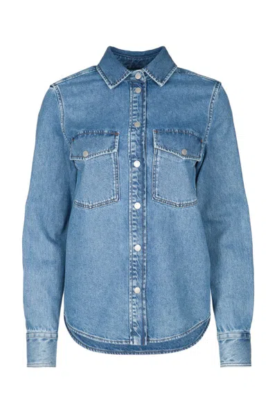 Jacob Cohen Western Cotton Denim Shirt In Blue