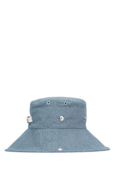 Jacquemus Wide Brim Hat With Button And Eyelet In Blue