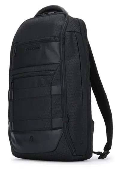 Piquadro Stylish Quilted Backpack Multiple Pockets In Black