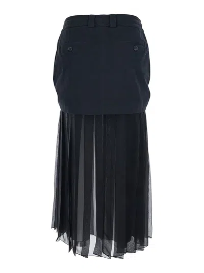 Dolce & Gabbana Black Skirt With Pleated Design And Drawstring Waist In Silk Blend Stretch Woman In Black
