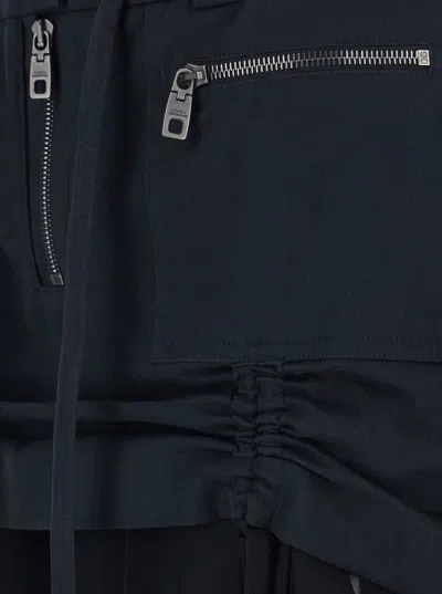 Dolce & Gabbana Black Skirt With Pleated Design And Drawstring Waist In Silk Blend Stretch Woman In Black