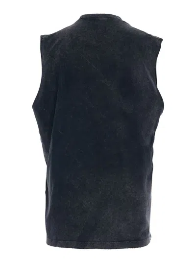 Dsquared2 D2 X Magliano Black Crew Neck Top With Logo Lettering And Front Print In Cotton Man In Black