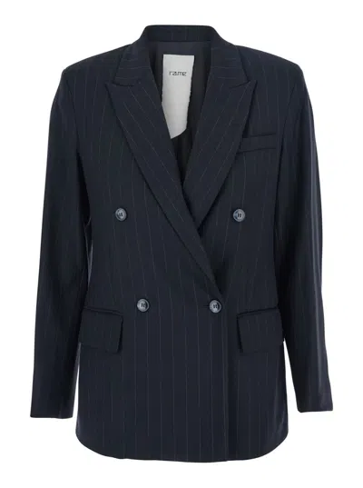 Rame Double-breasted Suit Jacket In Black