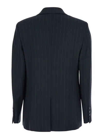 Rame Double-breasted Suit Jacket In Black